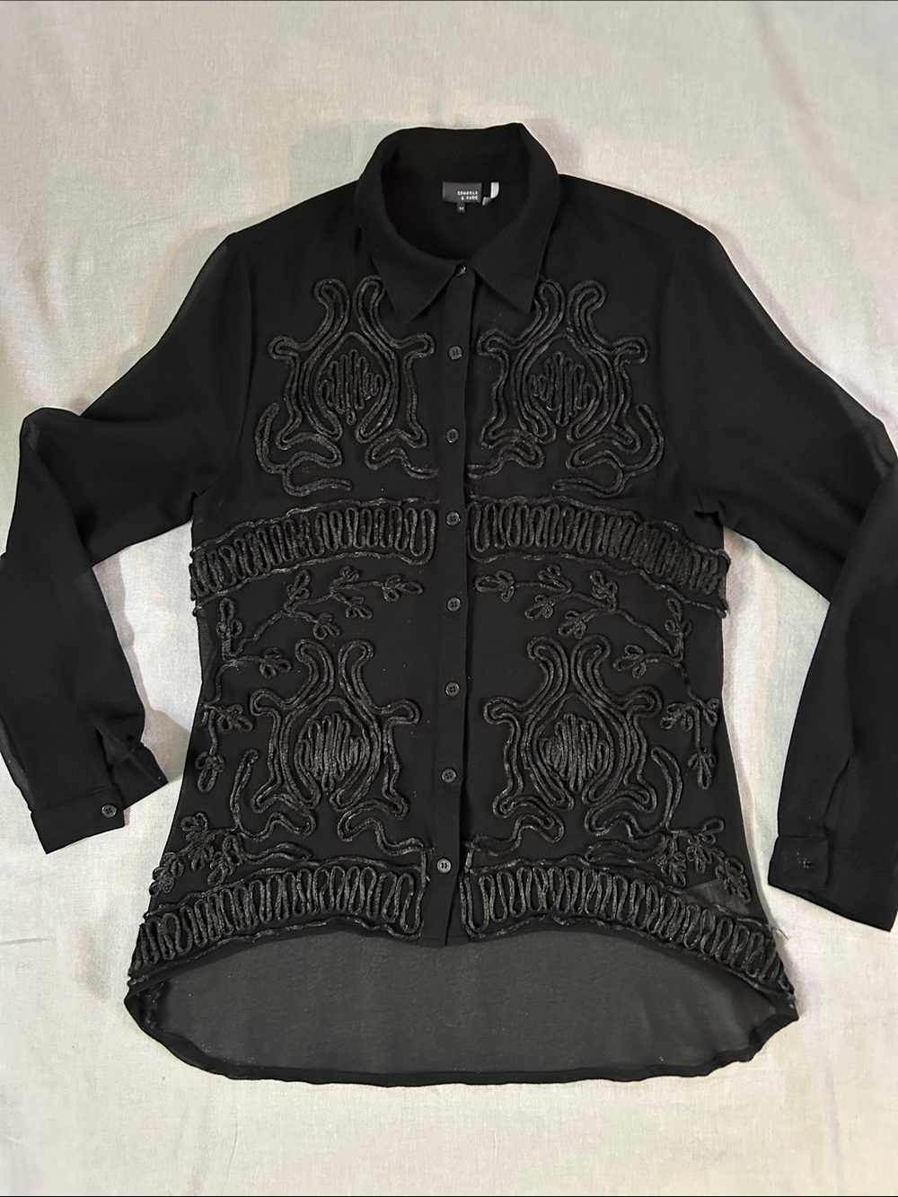 Sparkle & Fade Black Extravagantly Embroidered Button-Down Shirt